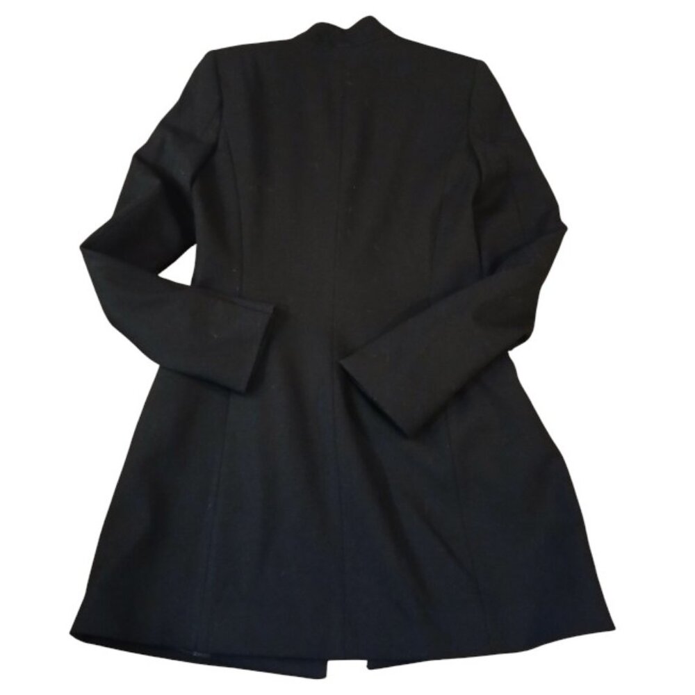 ZARA BASIC Black Single Breast Snap Long Peacoat S -Like new - Picture 6 of 11